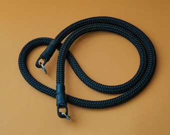 Camera rope, camera strap black made of climbing rope, for any DSLR or DSLM, popular for analogue photography and street photography