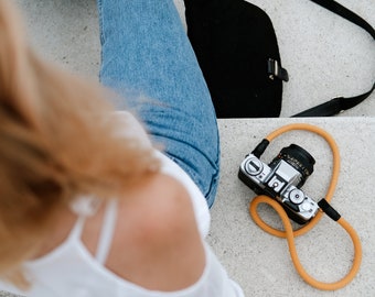 Camera rope, camera strap in orange for analog and digital cameras SEAM STRAP Manufaktur