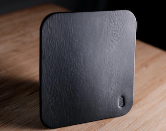 Leather Coasters – Black | Handmade from vegetable-tanned cowhide