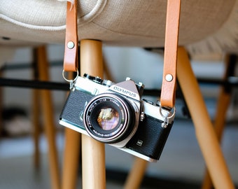 Narrow vintage camera strap leather / The No. 1 made of full leather suitable for every DSLR and DSLM as well as analogue