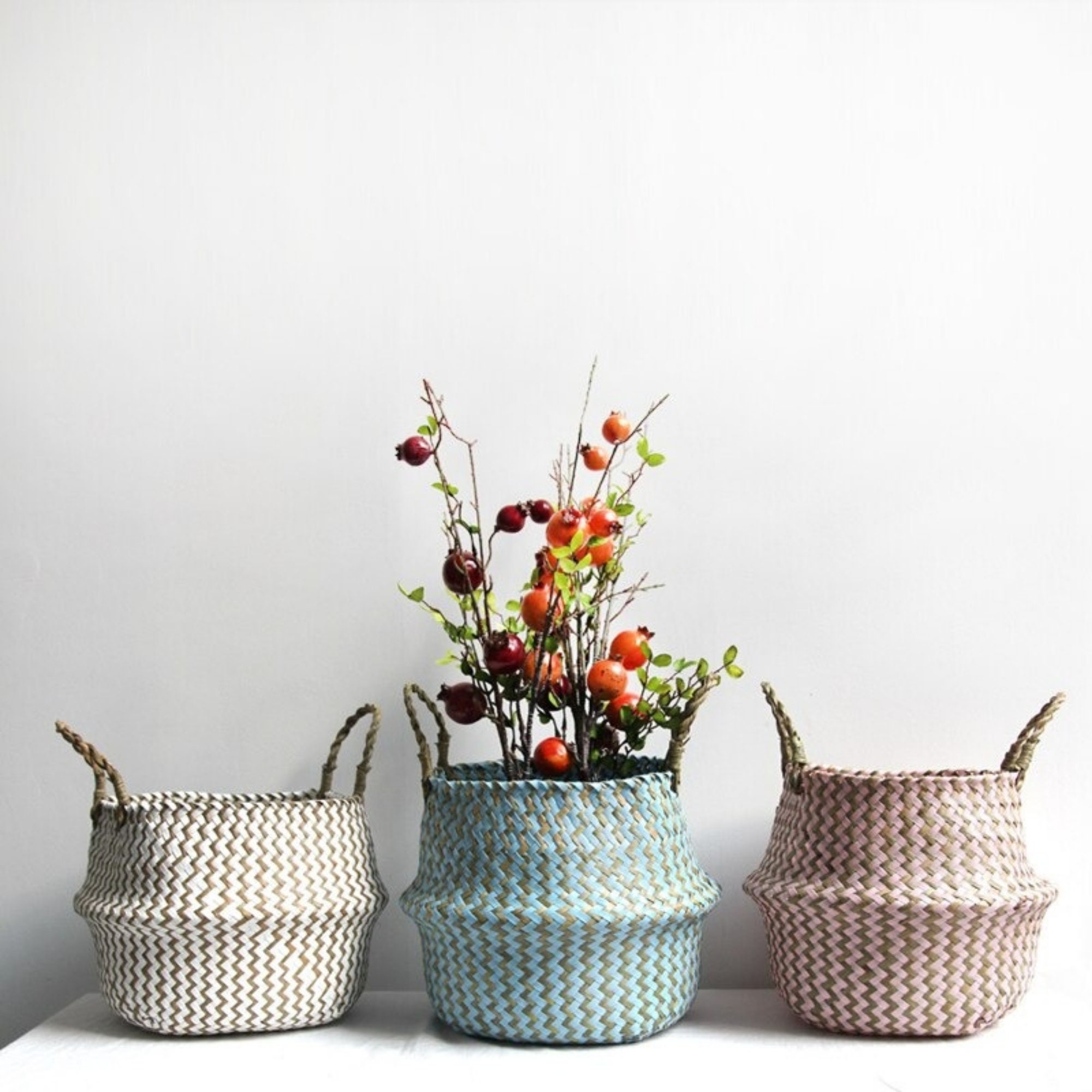 Boho Wicker Basket Bohemian Storage Collapsible Baskets Etsy