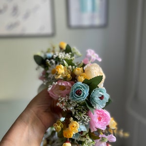 Flower Crown for Women Wedding Flower Headband for her Pink Hair Crown Wreath Flower Headband for Women Pastel Flower head wreath by Florina image 4