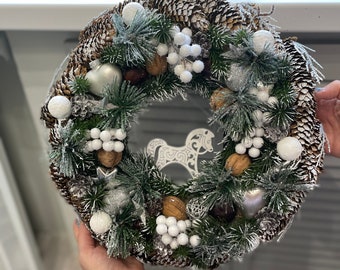 Silver Winter Wreath Christmas Wreath for front Door Christmas Door Wreath Winter Wreath for front Door Winter Rustic Wreath Decor byFlorina