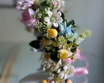 Couronne de fleurs pour femmes, bandeau de fleurs de mariage pour ses cheveux roses, couronne de fleurs, bandeau de fleurs pour femmes, couronne de tête de fleur pastel par Florina