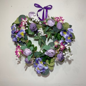 Heart Wreath Spring Summer Wreath Heart Flower Wreath Summer Purple Wreath Heart Door Wreath Floral Heart Wreath Farmhouse Decor by Florina image 7