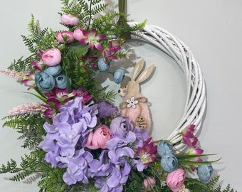 Easter Bunny Wreath Easter Door Wreath Spring Easter Wreath Spring Floral Wreath Easter Wreath Easter Bunny Rabbit Door Decoration  Florina