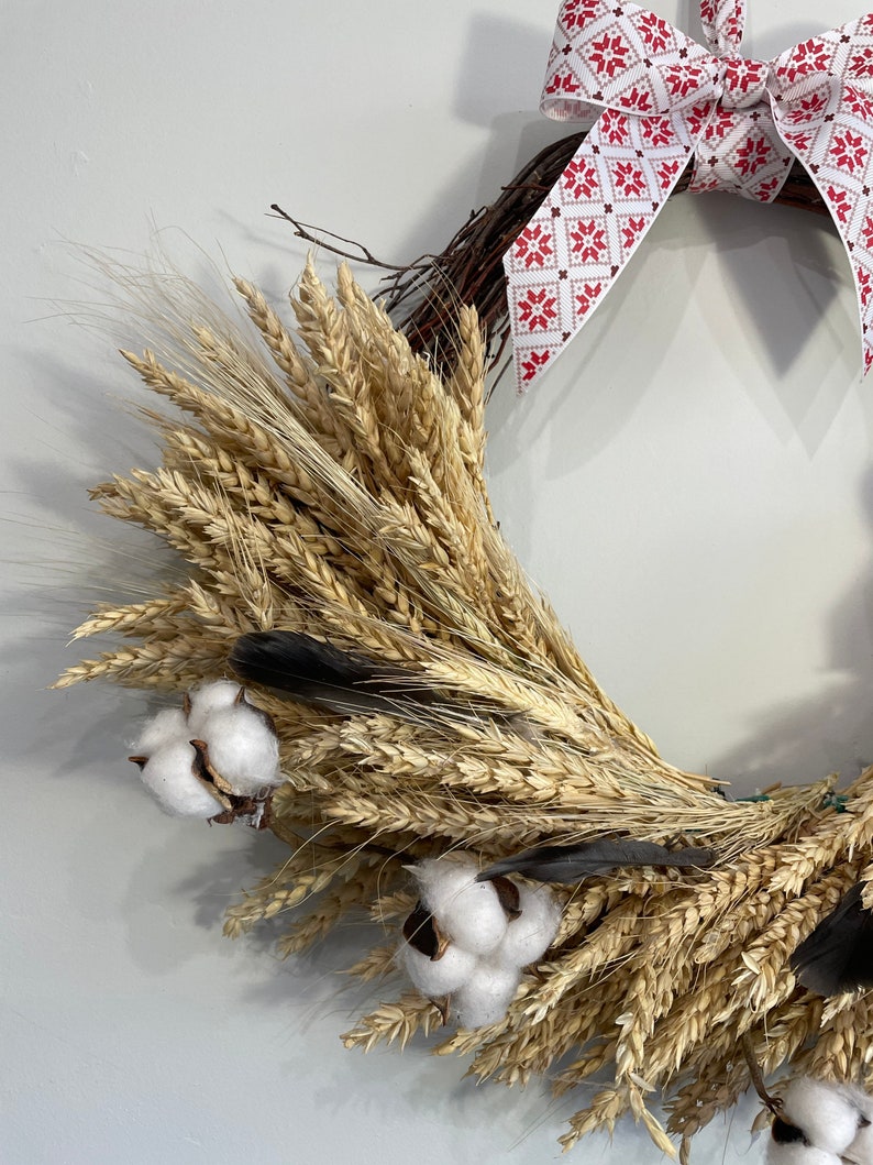 Natural Wheat Wreath Dried Flower Wreath Natural Door Wreath Rustic Flower Wreath Wildflower Wreath Wheat Wreath Home Decoration by Florina image 5