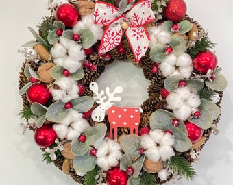 Christmas Door Wreath Christmas Wreath for front Door Christmas Holiday Wreath Holiday Winter Wreath Winter Rustic Wreath  Decor by Florina