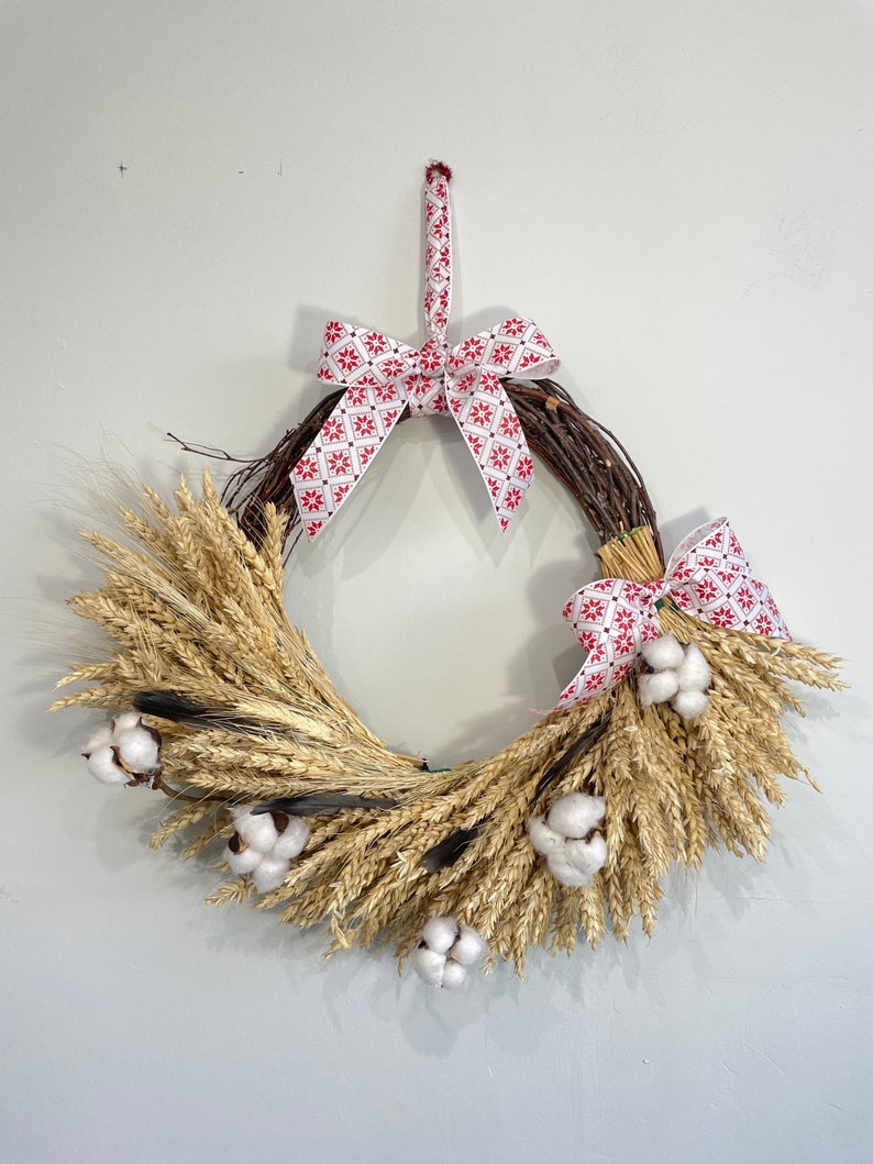 Natural Wheat Wreath Dried Flower Wreath Natural Door Wreath Rustic Flower Wreath Wildflower Wreath Wheat Wreath Home Decoration by Florina image 2