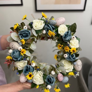 Spring Easter Door Wreath Easter Door Wreath Blue Easter Wreath front Door Easter Door Decoration Spring Door Decor Easter Wreath by Florina image 6