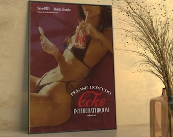 Please Don't Do Coke In The Bathroom Poster Vintage Funny Bathroom Decor, Trendy Printable Art Digital Download