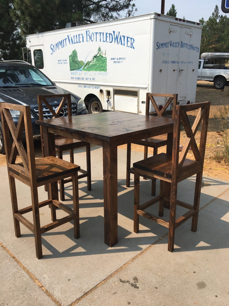 High Top Bar Height Farmhouse Dining Room Table Set Etsy