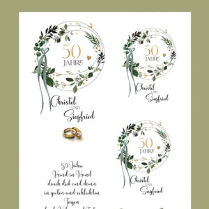 Goldhochzeit  Kerzentattoos Kerzensticker Tattoofolie Wasserschiebefolie DIN A 4