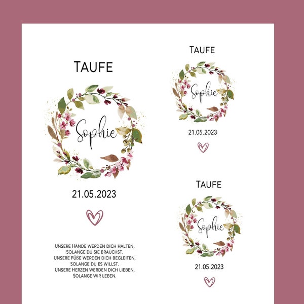 Taufe Taufkerze Tischlichter  Kerzentattoos Kerzensticker Tattoofolie Wasserschiebefolie DIN A 4