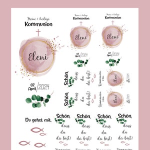 Kommunion Kommunionkerze Tischlichter  Kerzentattoos Kerzensticker Tattoofolie Schön,dass du da bist Wasserschiebefolie DIN A 4