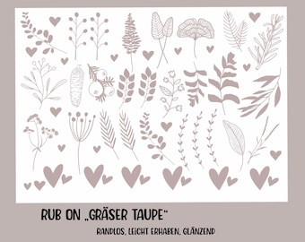 RUB-On Sticker „Gräser taupe“, A5 randlos, glänzend und leicht erhaben