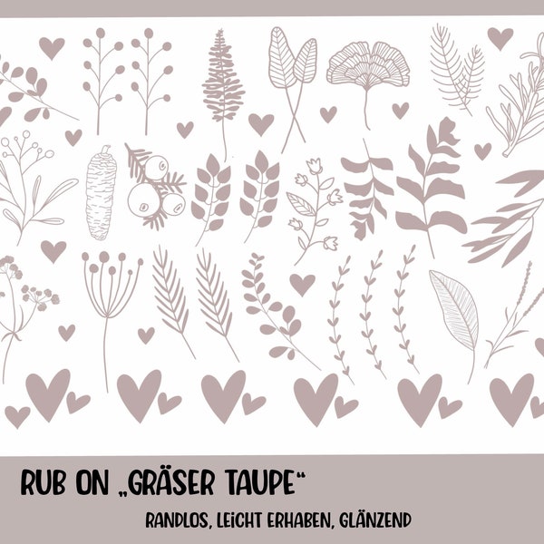 RUB-On Sticker „Gräser taupe“, A5 randlos, glänzend und leicht erhaben