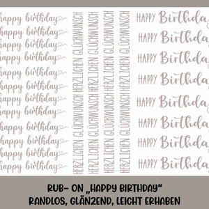 RUB-On Sticker Happy birthday A5 randlos, glänzend und leicht erhaben Bild 1