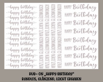 RUB-On Sticker „Happy birthday“ A5 randlos, glänzend und leicht erhaben