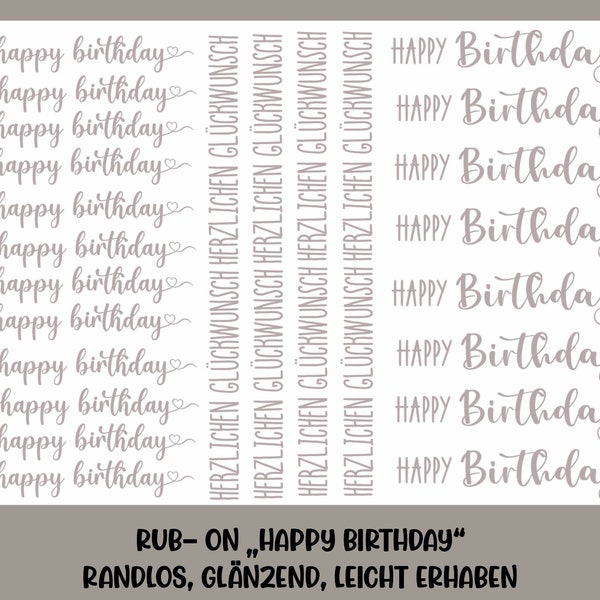 RUB-On Sticker „Happy birthday“ A5 randlos, glänzend und leicht erhaben