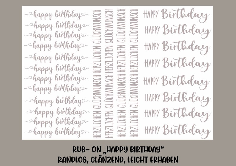 RUB-On Sticker Happy birthday A5 randlos, glänzend und leicht erhaben Bild 1