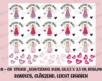 RUB-On Sticker „Schutzengel, klein, ca. 3,5 x 3,5 cm, rosa-pink“, A5 randlos, glänzend und leicht erhaben