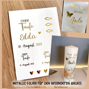 Metallic-Folie A6 in Gold oder Silber, Ergänzung zu Hauptfolie Kerzentattoo