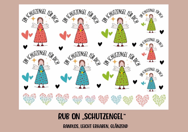 RUB-On Sticker Schutzengel, A5 randlos, glänzend und leicht erhaben Bild 1