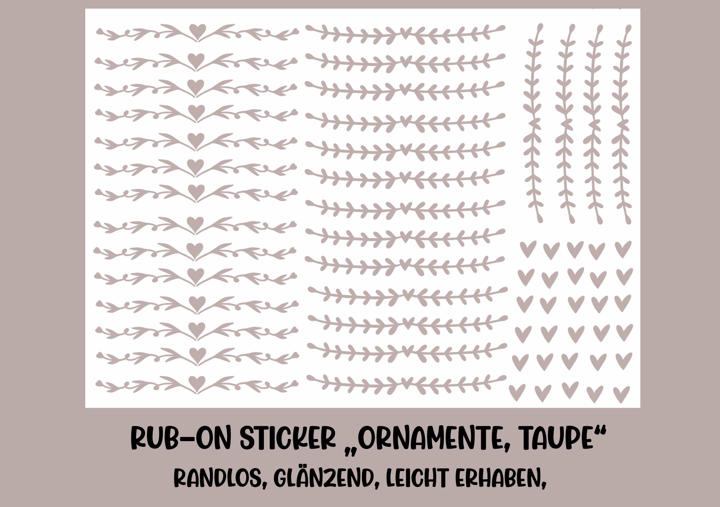 RUB-On Sticker „Ornamente, taupe“ A5 randlos, glänzend und leicht erhaben