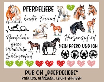 RUB-On Sticker „Pferdeliebe“ A5 randlos, glänzend und leicht erhaben