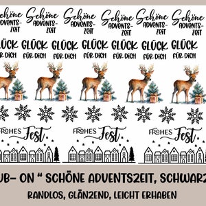 RUB-On Sticker „Schöne Adventszeit, schwarz“ A5 randlos, glänzend und leicht erhaben
