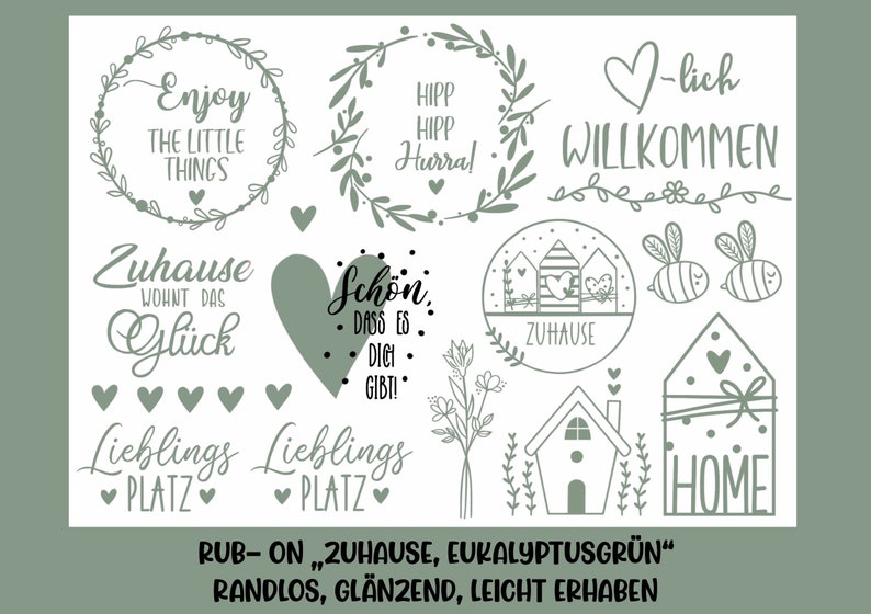 RUB-On Sticker Zuhause, grün, A5 randlos, glänzend und leicht erhaben Bild 1