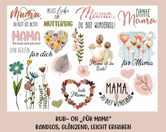 RUB-On Sticker „für Mama“ A5 randlos, glänzend und leicht erhaben