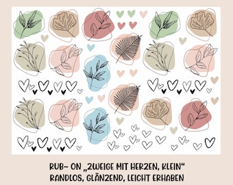 RUB-On Sticker „Zweige und Herzen, klein“, A5 randlos, glänzend und leicht erhaben