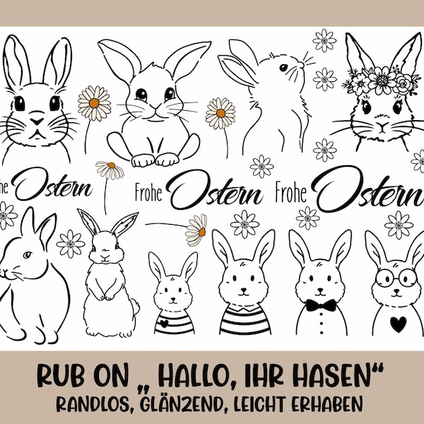 RUB-On Sticker „Hallo, ihr Hasen“ A5 randlos, glänzend und leicht erhaben