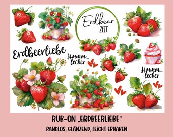 RUB-On Sticker „Erdbeerliebe“, A5 randlos, glänzend und leicht erhaben