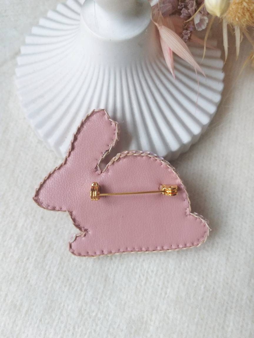 Pink Beaded Rabbit Pin Brooch - Etsy