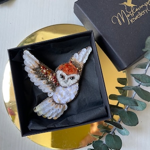 Beaded owl brooch pin