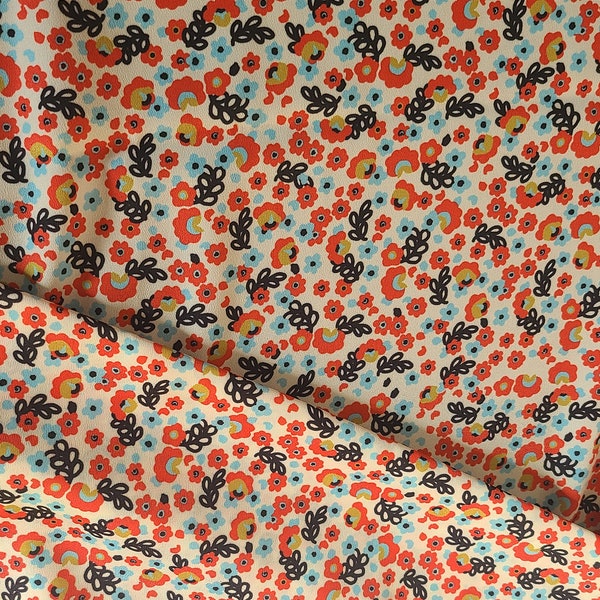 Ditsy Floral New Stretch Crepe De Chine Digital Printed Fabric, 100% Poly Woven fabric for Women clothing, Sold by the yard_EB2