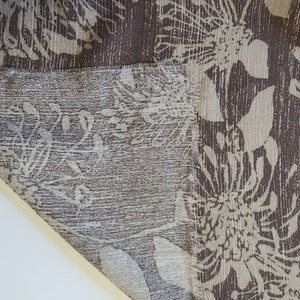 May include: Close-up of a brown fabric with a white floral pattern. The fabric has a textured surface and a frayed edge. The text "Mauve Combo" is visible in the lower left corner of the image.