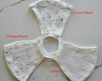 Handmade Face Mask, Beautiful Embroidered Mask,Fordable Masks, Cool Easy Breathable, Fashion Elegant Mask, Washable, Reusable Face Mask