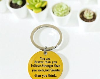 Inspirational Stainless Steel Keychain, Engraved Motivation Gift