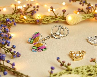 Rhinestone Butterfly Keychain: Colorful Crystal Bag Charm