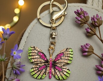 Butterfly Rhinestone Keychain: Multicolor Crystal Bag Charm