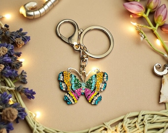 Colorful Rhinestone Butterfly Keychain: Sparkling Crystal Bag Charm
