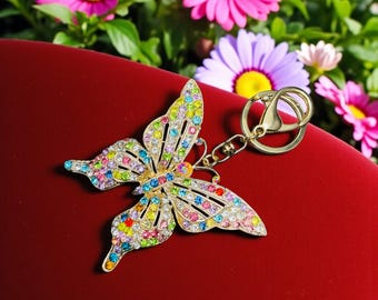 Rhinestone Butterfly Keychain: Sparkling Crystal Bling Charm