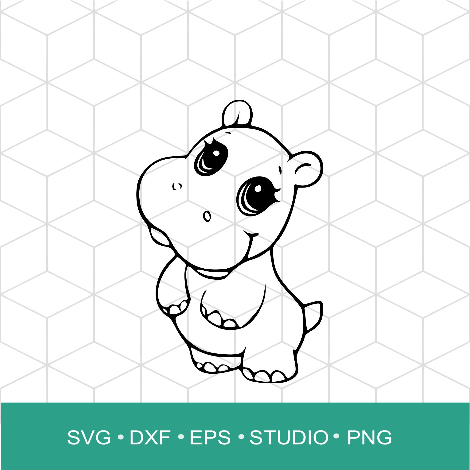 Cute Hippo SVG Cut File Dxf Eps Png Vector Decal | Etsy