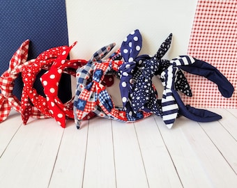 Red, White and Blue Knotted Headband| Bow Headband |  Knot Headband | Fourth of July Knotted Bowband| Top Knot Headband |Ready to ship