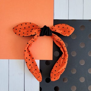 Halloween Knotted Headband, Mickey Pumpkin, Black Velvet, Knot Headband, Knotted Bowband, Top Knot Headband, Bow Headband image 8