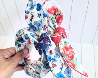 Spring Knotted Headband, Flowers Headband, Girls Headband,  Knot Headband, Knotted Bowband,  Top Knot Headband, Ready to ship